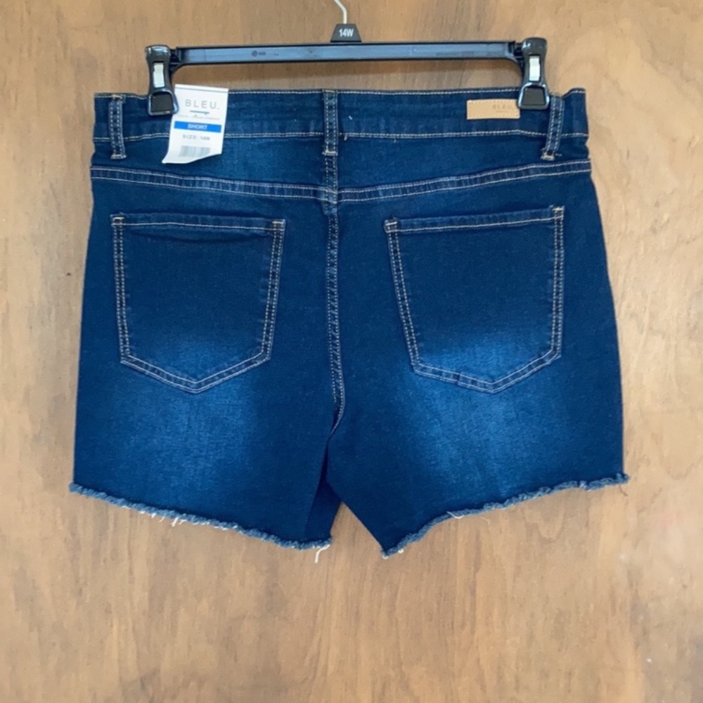 Bleu high rise stretch denim short w tummy control raw hem 14W - Picture 6 of 16